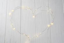 Glowing Christmas Tree Garland In The Form Of A Heart