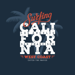 Canvas Print - Surfing Cali for nia Blue