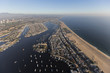Aerial view of Newport Beach, Balboa Bay and Peninsula in Orange County, California.