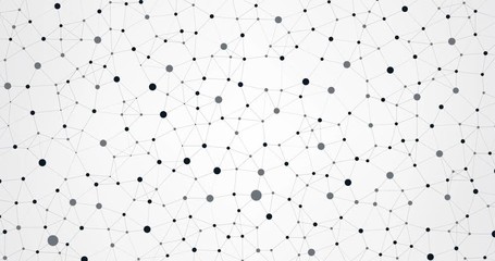Black and White Networking, Science or Technology Concept Video Animation, Clip Featuring 3D Network Mesh, Connections Building Up, Connected Nodes Appearing and Zooming Out