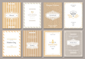 Vintage creative cards template with beautiful flourishes ornament elements. Elegant design for corporate identity, invitation, book covers. Design of background products.