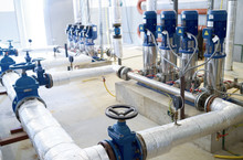 Water Pumping Station. Valve Faucet And Pumps