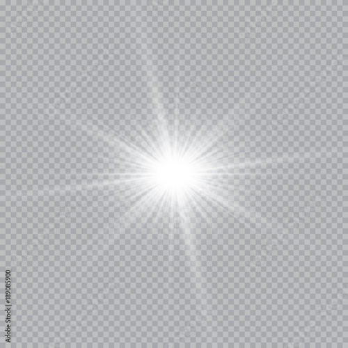 Fotomural Set of golden glowing lights effects isolated on transparent background