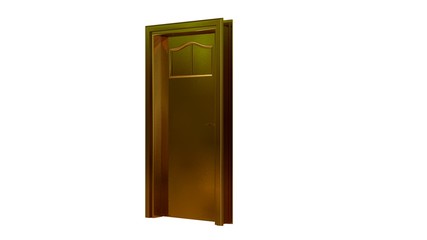 3d rendering of a golden door isolated on white