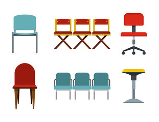 Poster - Chair icon set, flat style