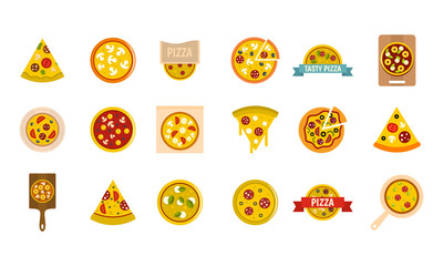 Poster - Pizza icon set, flat style