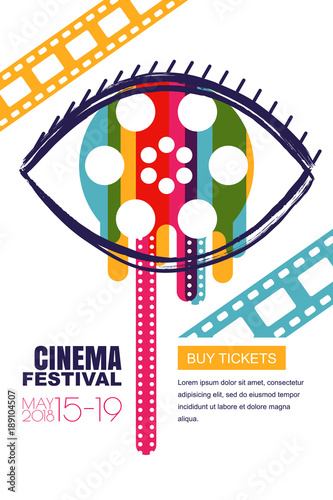 Get Vector Cinema Festival Poster Banner Background Human Eye With For iPhone Get Wallpaper Vector Cinema Festival Poster Banner Background Human Eye With For Android Free