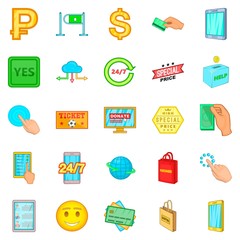 Poster - Electronic commerce icons set, cartoon style