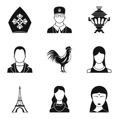 Poster - Ethnic origin icons set, simple style