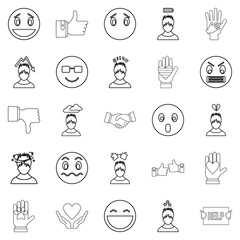 Poster - Emotion icons set, outline style