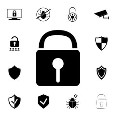 Poster - Lock icon. Set of cybersecurity icons. Signs, outline symbols collection, simple icons for websites, web design, mobile app, info graphics