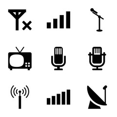 Poster - Broadcast icons. set of 9 editable filled broadcast icons
