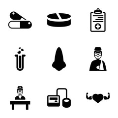 Sticker - Medical icons. set of 9 editable filled medical icons