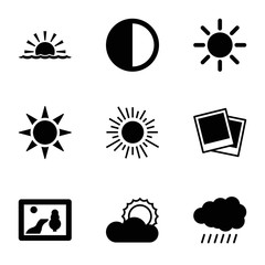 Poster - Sunset icons. set of 9 editable filled sunset icons