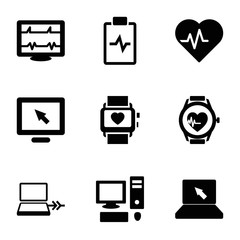 Poster - Monitor icons. set of 9 editable filled monitor icons