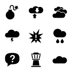 Poster - Cloud icons. set of 9 editable filled cloud icons