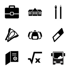 Poster - School icons. set of 9 editable filled school icons