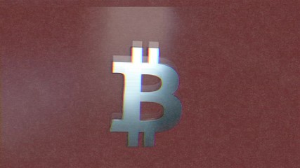 Poster - Abstract animation of bitcoin currency sign. Crypto currency bitcoin. Global internet worldwide. Red background