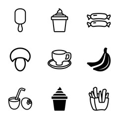 Wall Mural - Tasty icons. set of 9 editable filled and outline tasty icons