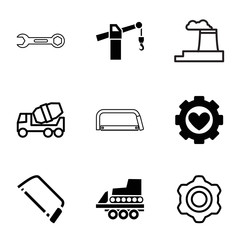 Poster - Engineering icons. set of 9 editable filled and outline engineering icons