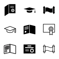 Wall Mural - Diploma icons. set of 9 editable filled and outline diploma icons