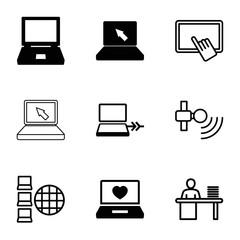 Poster - Laptop icons. set of 9 editable filled and outline laptop icons