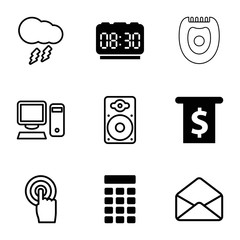 Poster - Electronic icons. set of 9 editable filled and outline electronic icons