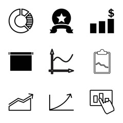 Poster - Graph icons. set of 9 editable filled and outline graph icons