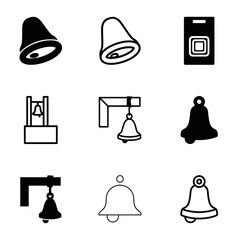Poster - Handbell icons. set of 9 editable filled and outline handbell icons