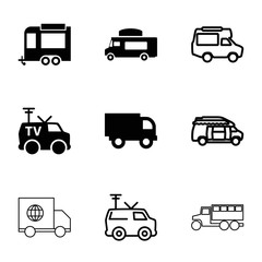 Aufkleber - Van icons. set of 9 editable filled and outline van icons