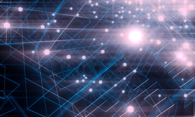 Wall Mural - molecule and communication background. brochure or web banner design. lines and dots. medical, techn