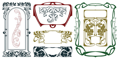 Wall Mural - Vector plant vignette and border.