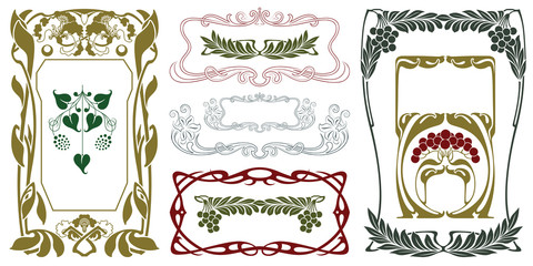 Wall Mural - Vector plant vignette and border.