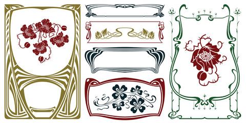 Wall Mural - Vector plant vignette and border.