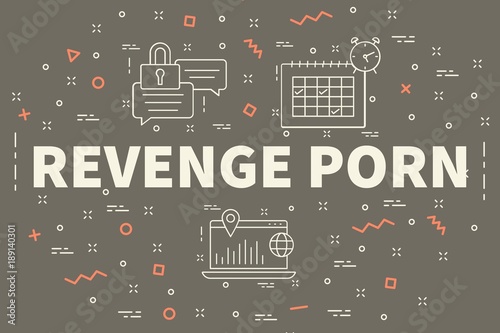 Cuadros en Lienzo Conceptual business illustration with the words revenge porn