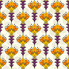 Aufkleber - Vector seamless pattern. Stylish ornament of flowers in Egypt style.