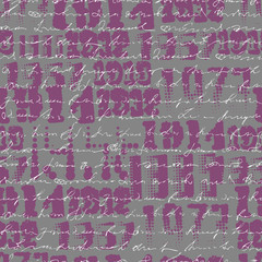 Poster - Seamless background pattern. Imitation of a abstract vintage lettering on halftone years. Unreadable text.