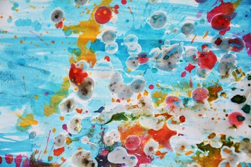 Colorful wax, abstract paint and watercolor background and texture