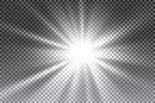 Vector Transparent Sunlight Special Lens Flare Light Effect. Sun Flash With Rays And Spotlight.