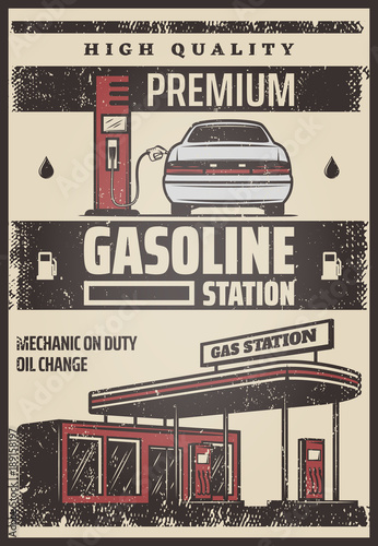 Colored Fuel Station Poster