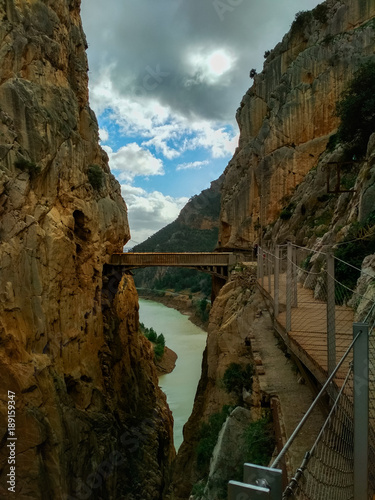 Wide angle view of 'El Caminito del Rey' King's Little Path footpath, one of the most Dangerous in the world, reopened in 2015 Poster