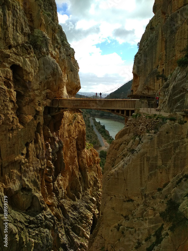 Wide angle view of 'El Caminito del Rey' King's Little Path footpath, one of the most Dangerous in the world, reopened in 2015 Poster