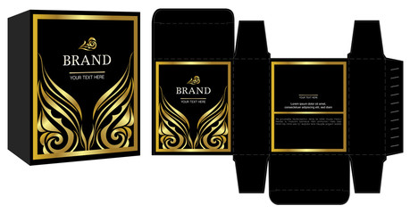 Wall Mural - Packaging design, gold luxury box design template and mockup box. illustration vector