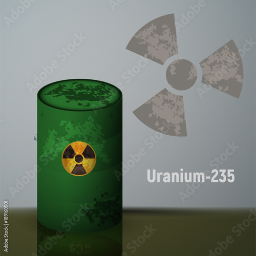 Fotografia Radioactive uranium in the green barrels