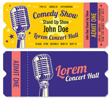 Stand Up Comedy Show Entrance Vector Tickets Template