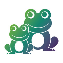 Sticker - frogs cute animal sitting cartoon vector illustration