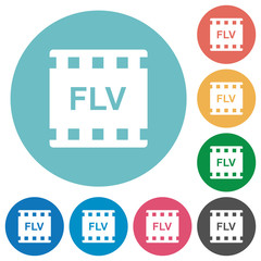 Poster - FLV movie format flat round icons