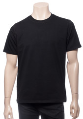 Wall Mural - Black shortsleeve cotton tshirt on a mannequin isolated