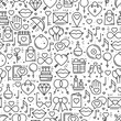 © krolja - Seamless pattern with love symbols in line style. Valentines day. Love heart couple relationship dating wedding romantic amour theme. Vector illustration. Background.