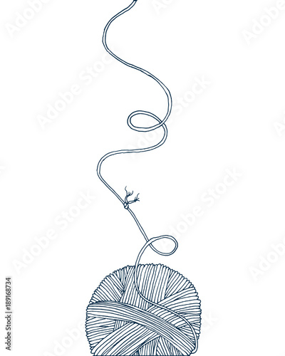 Fotomural Vector yarn ball with long thread and knot